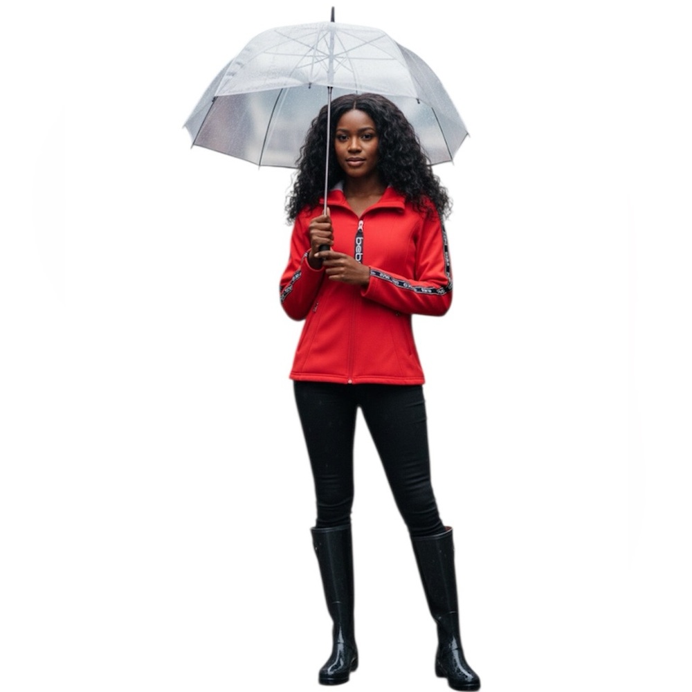 Bebe Women's Red Full Zip-Up Hoodie Lightweight Rain Waterproof Jacket S/M/L - Picture 8 of 8